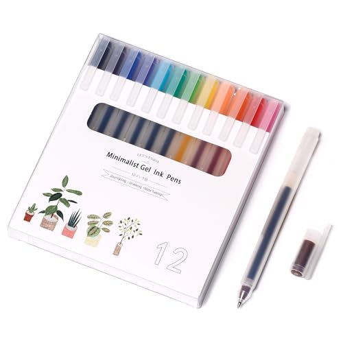 BBZHUO Multicoloured Japanese Colored Pens 12 Colorful Sets 0.5mm Extra Fine Point Roller Balll Gel Pens of Japan Style Office School for Coloring,Drawing,Marking Out,Painting