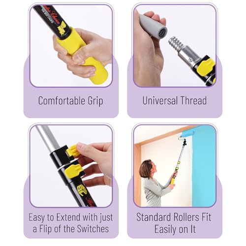 Bates- Extension Pole, 2.4 to 6 Ft Pole, ‎Telescoping Pole, Extendable Pole, Telescopic Pole, Paint Pole, Paint Roller Extension Pole, Paint Extension Pole, Telescopic Poles