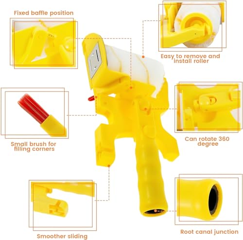 Paint Edger Pro - 2024 New Painting Trimmer Edger Tools for Walls High Ceilings with Edger Paint Brush Kit, Bucket Edge Paint Roller Splatter Shield for Trim Corner Painting Cut in Tool (Handheld)