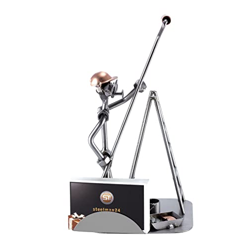 Steelman24 Painter with Paint Roller with Business Card Holder Sculpture Nuts and Bolts Handmade Made in Germany Metal Figurine