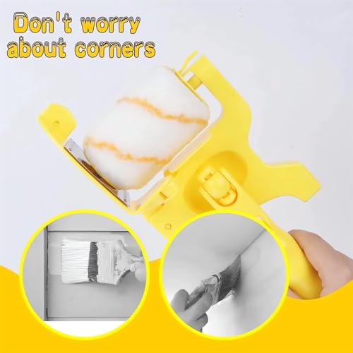 Paint Edger Pro - 2024 New Painting Trimmer Edger Tools for Walls High Ceilings with Edger Paint Brush Kit, Bucket Edge Paint Roller Splatter Shield for Trim Corner Painting Cut in Tool (Handheld)