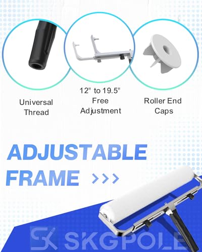 SKGPOLE 12FT Telescopic Paint Roller Pole, Multi-Function Paint Roller Kit with Lightweight Sturdy Aluminum 3-12FT Telescopic Extension Pole, House Paint Roller Brush for Walls, Ceiling, Decks, Doors