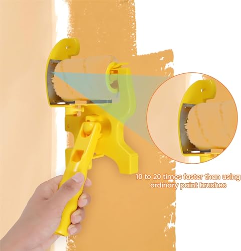 Paint Edger Pro - 2024 New Painting Trimmer Edger Tools for Walls High Ceilings with Edger Paint Brush Kit, Bucket Edge Paint Roller Splatter Shield for Trim Corner Painting Cut in Tool (Handheld)