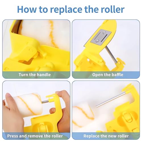 Paint Edger Pro - 2024 New Painting Trimmer Edger Tools for Walls High Ceilings with Edger Paint Brush Kit, Bucket Edge Paint Roller Splatter Shield for Trim Corner Painting Cut in Tool (Handheld)