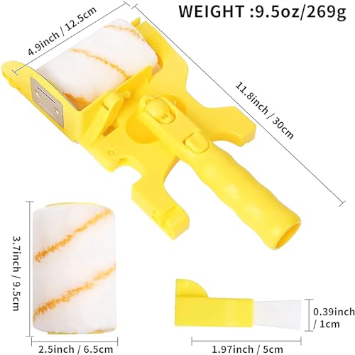 Paint Edger Pro - 2024 New Painting Trimmer Edger Tools for Walls High Ceilings with Edger Paint Brush Kit, Bucket Edge Paint Roller Splatter Shield for Trim Corner Painting Cut in Tool (Handheld)