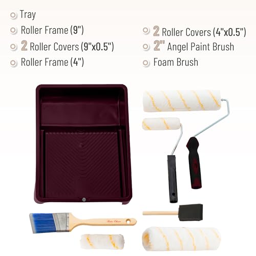 Bates- Paint Tray Set, 11 pcs, Paint Roller Kit, Paint Rollers 9 Inch, Small Paint Roller, Paint Roller Tray, 4 Inch Paint Roller, Paint Roller Set, Paint Kit for House Painting, Paint Roller Covers