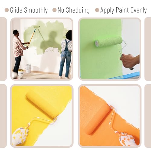 Bates- Paint Tray Set, 11 pcs, Paint Roller Kit, Paint Rollers 9 Inch, Small Paint Roller, Paint Roller Tray, 4 Inch Paint Roller, Paint Roller Set, Paint Kit for House Painting, Paint Roller Covers