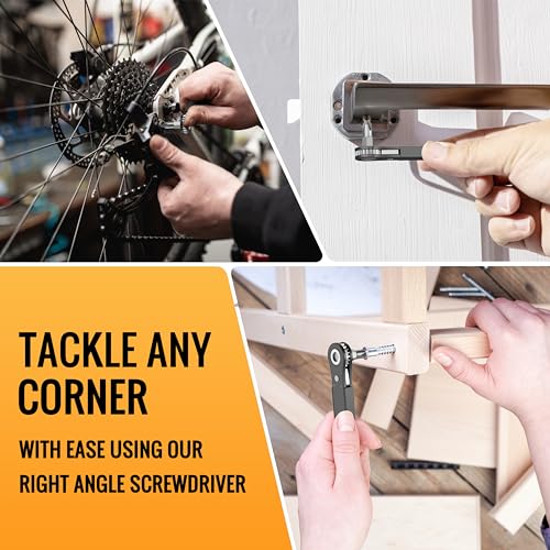 90 Degree Offset Ratcheting Screwdriver Set - Compact Profile