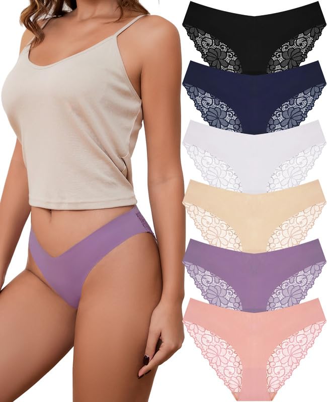 DHFBABY Seamless Lace Bikini Briefs - 6 Pack