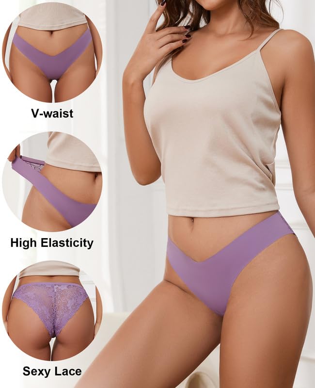 DHFBABY Seamless Lace Bikini Briefs - 6 Pack