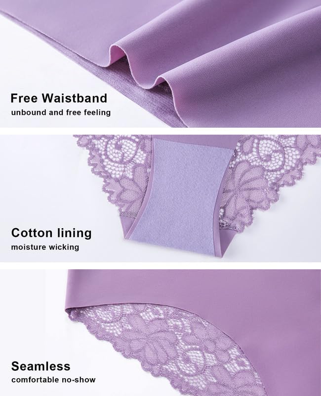 DHFBABY Seamless Lace Bikini Briefs - 6 Pack