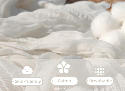 FEXIA White Gauze Table Runner 35x120" - Boho Wedding