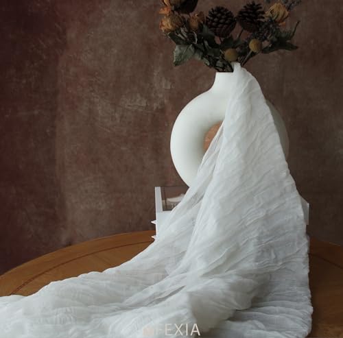 FEXIA White Gauze Table Runner 35x120" - Boho Wedding