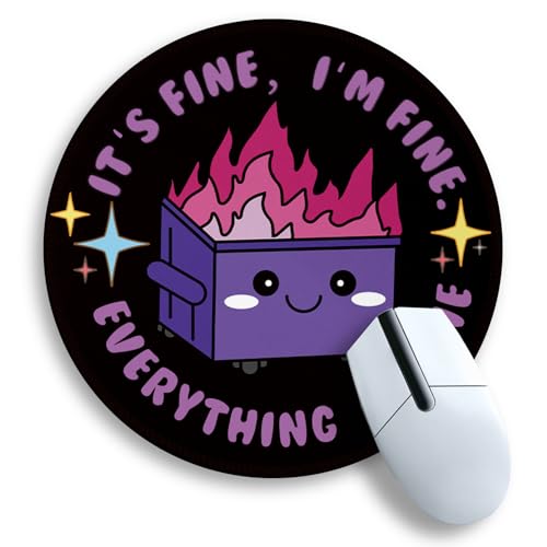 Dumpster on Fire Cute Round Mouse Pad Purple