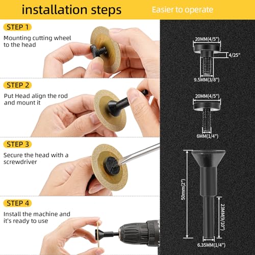 Sbestily 2" Diamond Cut Off Wheel Set with Mandrel