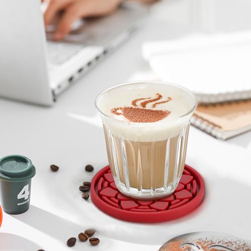 Set of 6 Black Silicone Coasters with Holder