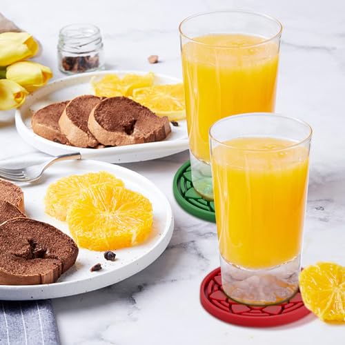 Set of 6 Black Silicone Coasters with Holder