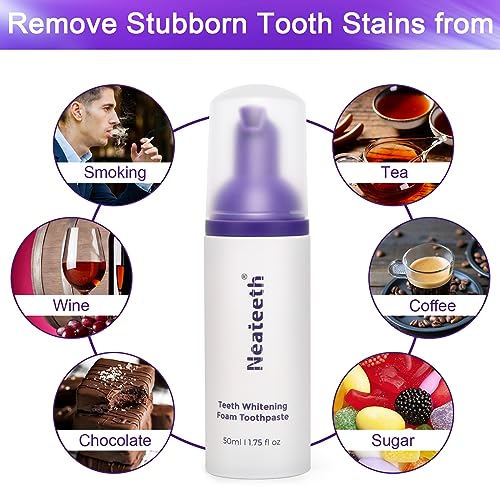 Purple Whitening Toothpaste, Stain Removal Foam Kit (50ml)