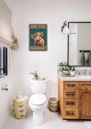 Funny Vintage Cow Are You Pooping Tin Sign