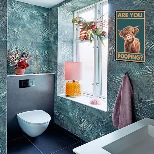 Funny Vintage Cow Are You Pooping Tin Sign