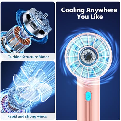 MTaoyac Rechargeable Handheld Fan with 4 Speeds Turb0