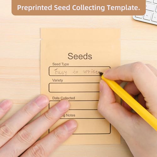 100 Small Seed Envelopes with Clear Window, Kraft Paper