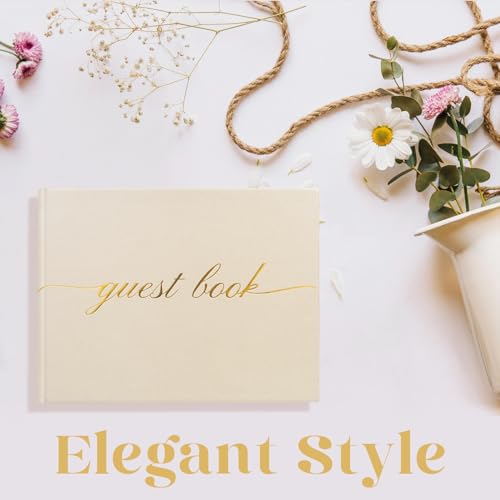 ZICPERY Elegant Wedding Guest Book - Hardcover Beige