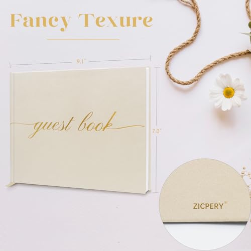 ZICPERY Elegant Wedding Guest Book - Hardcover Beige