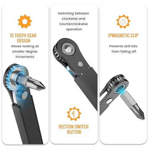 90 Degree Offset Ratcheting Screwdriver Set - Compact Profile