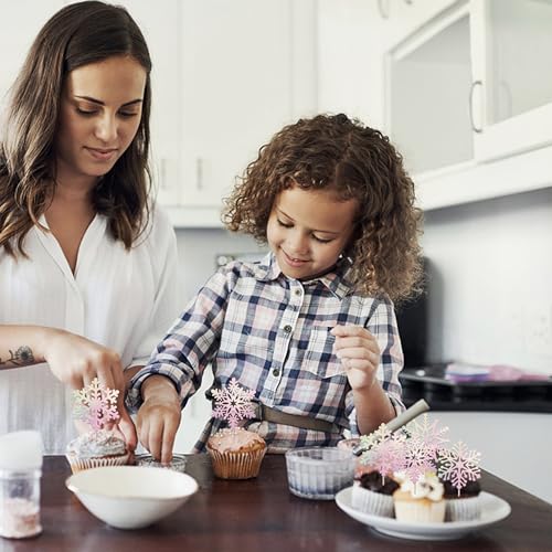 30 Pack Snowflake Cupcake Toppers for Winter Events