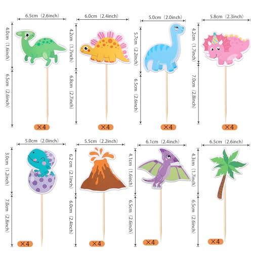 Dinosaur Cupcake Toppers Set for Dino Theme Party
