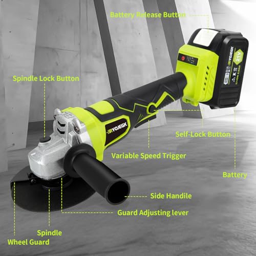 5" Cordless Angle Grinder with 21V Battery & Accessories