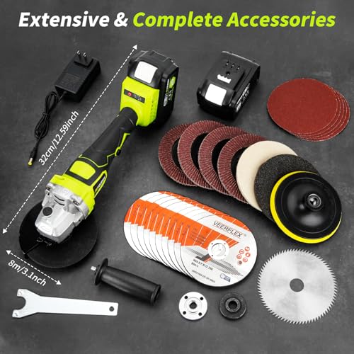 5" Cordless Angle Grinder with 21V Battery & Accessories