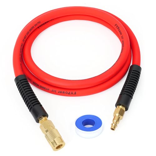 Red Flexible Air Compressor Whip Hose Kit, 6ft