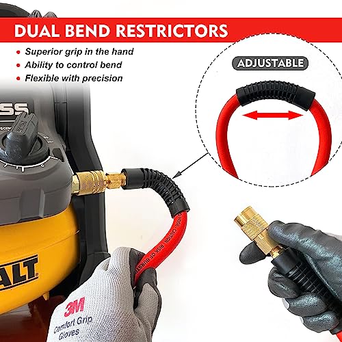 Red Flexible Air Compressor Whip Hose Kit, 6ft