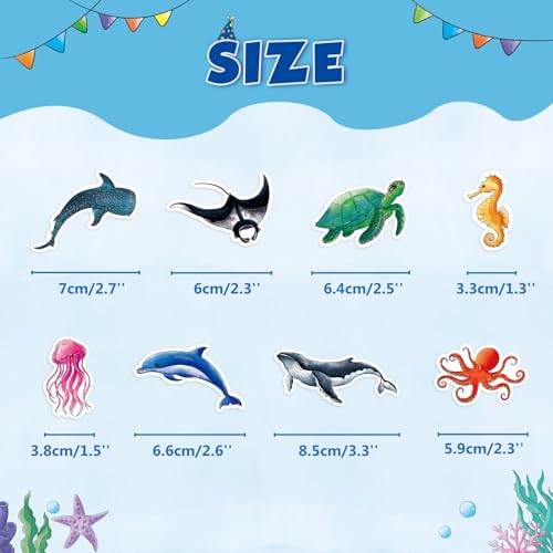Ocean Theme Cupcake Toppers - 32 Pcs Sea Animals