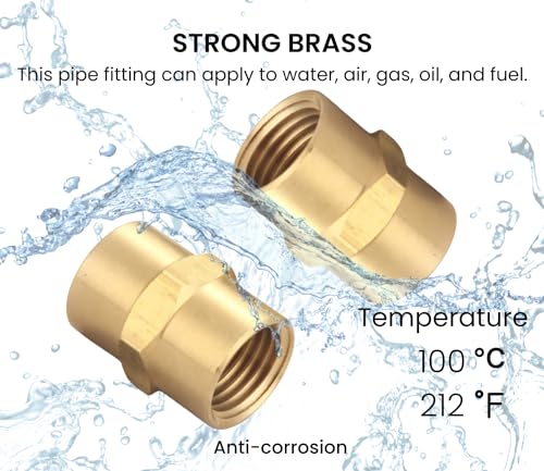 Brass Coupling Hex Head Pipe Fitting (Pack of 2)