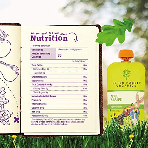 Peter Rabbit Organic Fruit Puree Apple Grape, 4oz x2