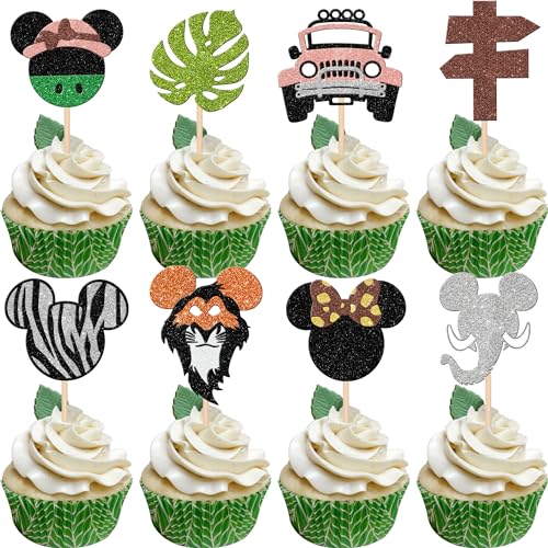 Safari Minnie Mouse Cupcake Toppers - Jungle Theme