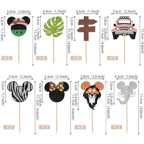 Safari Minnie Mouse Cupcake Toppers - Jungle Theme