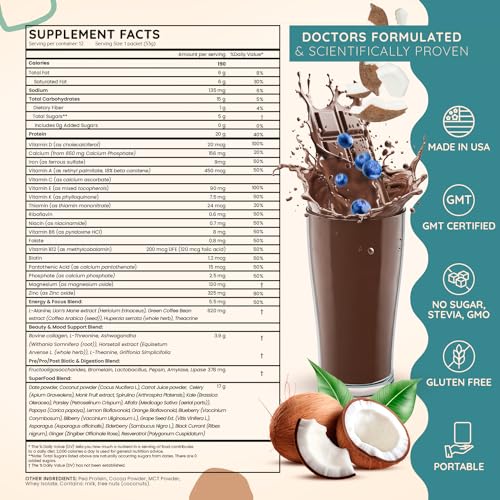 Chocolate Superfood Protein Powder with Greens, Vitamins & Collagen