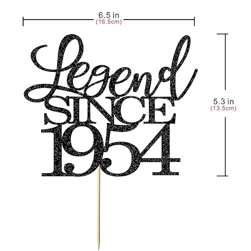 Migeaks legend since 1954 cake topper 70th birthday happy birthday cake topper men and women cheer 70 years old handmade black glitter cake decoration