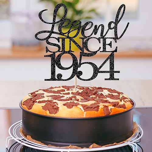 Migeaks legend since 1954 cake topper 70th birthday happy birthday cake topper men and women cheer 70 years old handmade black glitter cake decoration