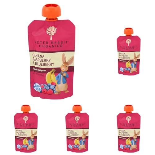 Peter Rabbit Organics Baby Raspberry Banana Blueberry, 4 oz (Pack of 5)