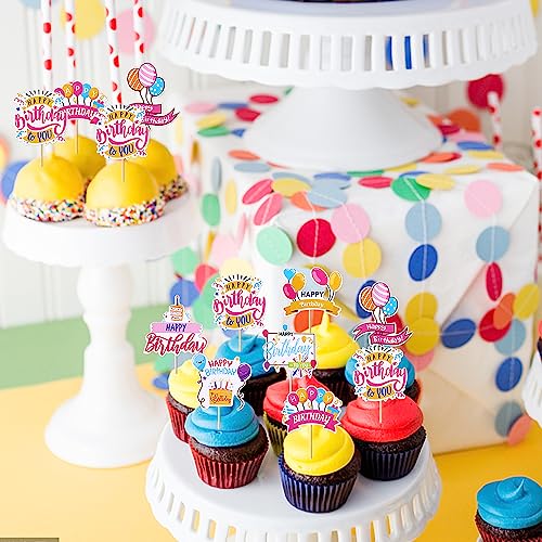 Rsstarxi 40 Pack Happy Birthday Cupcake Toppers Birthday Cupcake Picks Decorations for Baby Shower Boys Girls Birthday Party Cake Decorations Supplies