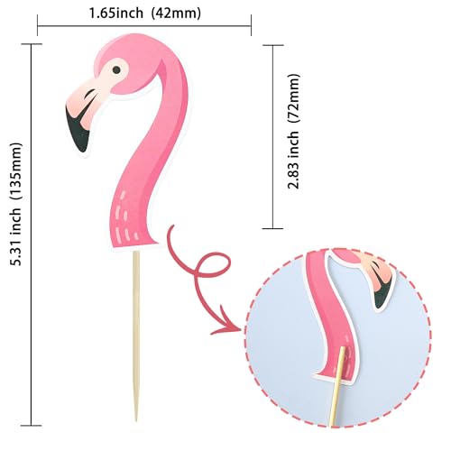 Gyufise 36Pcs Flamingo Cupcake Toppers Tropical Cupcake Toppers Aloha Summer Cake Topper Decorations for Luau Hawaiian Theme Baby Shower Flamingo Birthday Party Supplies