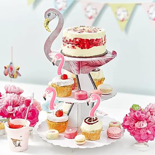 Gyufise 36Pcs Flamingo Cupcake Toppers Tropical Cupcake Toppers Aloha Summer Cake Topper Decorations for Luau Hawaiian Theme Baby Shower Flamingo Birthday Party Supplies