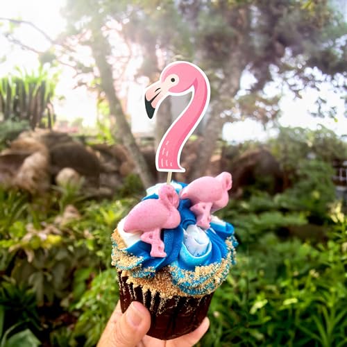 Gyufise 36Pcs Flamingo Cupcake Toppers Tropical Cupcake Toppers Aloha Summer Cake Topper Decorations for Luau Hawaiian Theme Baby Shower Flamingo Birthday Party Supplies