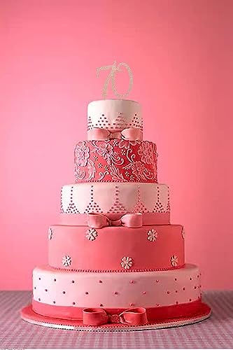 Rose Gold Sweet 70 Birthday Cake Topper | 70 Premium Crystal Rhinestone Diamond Bling Gems | Monogram Number 70 | 70th Birthday Party Decoration Ideas | Perfect Keepsake (70 Rose Gold)