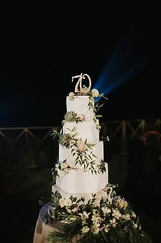 Rose Gold Sweet 70 Birthday Cake Topper | 70 Premium Crystal Rhinestone Diamond Bling Gems | Monogram Number 70 | 70th Birthday Party Decoration Ideas | Perfect Keepsake (70 Rose Gold)